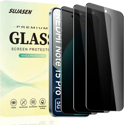 Ochrona ekranu SUJASEN ze szkła hartowanego Anti-Spy dla Xiaomi Redmi Note 15 Pro 5G, 3 sztuki