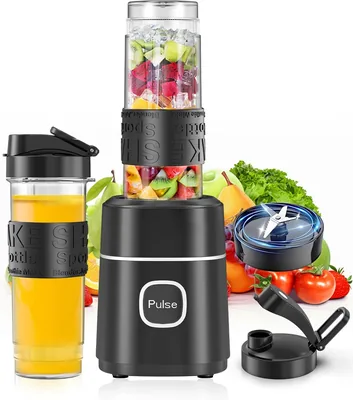 Mini-Standmixer 500 W mit 2 x 570 ml Tritan BPA-freie Flaschen, tragbarer Edelstahl-Blender