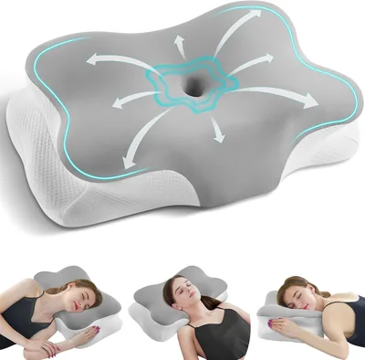 Oreiller Shaped Memory LOFTER, ergonomique pour le cou | Respirant, idéal pour les dormeurs sur le côté ou sur le dos