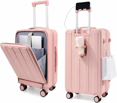 YYW 20 Inch Pink Carry On Luggage Suitcase with Wheels