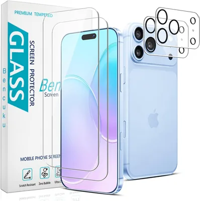 Bencuku 2+2 Piezas Protector de Pantalla para iPhone 18 Pro | Cristal Vidrio Templado con Protector de Lente Cámara