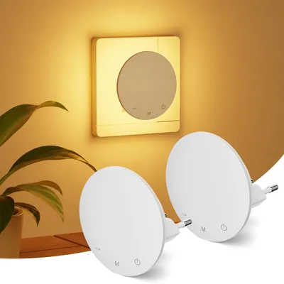 Socket de détection de mouvement générique Night Lights [Lot de 2] | Socket électrique nocturne LED chaud blanc 2700K réglable