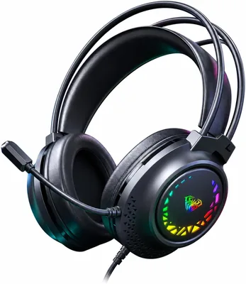 سماعات أذن لعب AULA S611 RGB، سماعات ستيريو سلكية مع مكبرات صوت 50 مم، ميكروفون مقصور على الضوضاء، أذن فوق الأذن