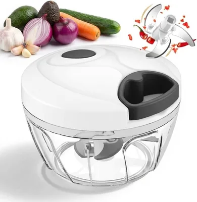 Manual Food Processor Vegetable Chopper - 400ml Garlic Onion Mini