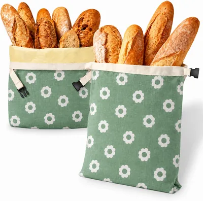 2 Pack XL Beeswax Bread Bags - Organic Cotton Storage