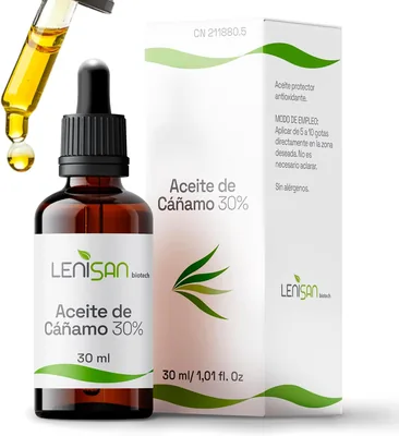 Aceite de Cáñamo Lenisan Biotech 30%, 30 ml | Antioxidante Protector, Uso Externo, Sin Alérgenos, Control Farmacéutico, Fabricado en EEUU | Mejor Oferta