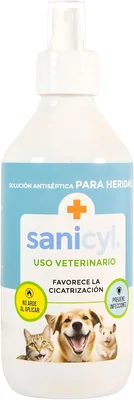 Sanicyl Spray Antiséptico Veterinario para Perros y Gatos 120 ml - Ácido Hipocloroso Natural para Heridas, Raspaduras, Dermat