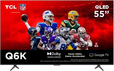 TV Inteligente TCL 55'' 55Q6K LED QD 4K UHD Google TV, HDR10+, Atmos, 240Hz, ALLM, Alexa, Wi-Fi, Bluetooth