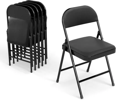 Real Relax Folding Chair 6 Pack - Dark Black