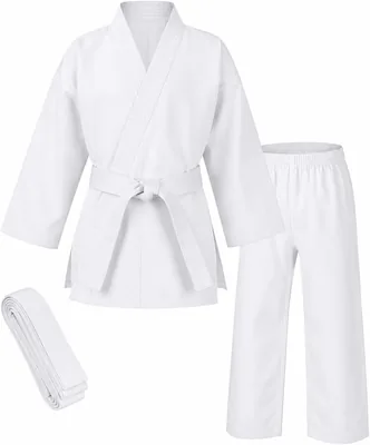 Karate Uniform Gi with White Belt, 100% Cotton