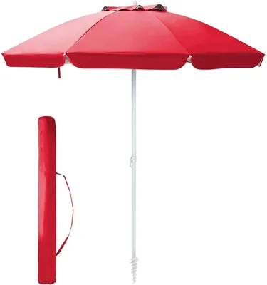 IlGruppone Ombrelone da Spiaggia Antivento di Grandi Dimensioni 2.20 Metri Portatile con Frame in Acciaio e 8 Costole Regolabile