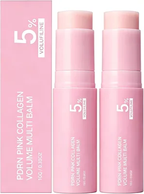 Bálsamo Volumizador PDRN Pink Collagen con 5% Volufiline - 2 Balms para Ojos, Labios y Cuello