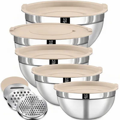 Boskermeal Stainless Steel Mixing Bowls Set 8PC