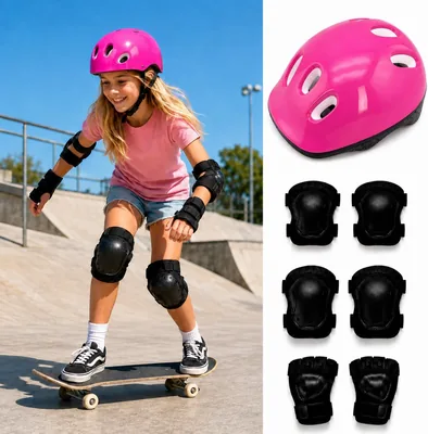 Kit de Proteção Infantil 7 Peças para Patins Skate Bike Tamanho P