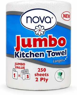 Jumbo Kitchen Towel Roll, 250 Sheets, Eco-Friendly