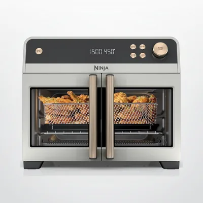 Ninja French Door Premier Air Fry Oven, Amazon Exclusive Bone & Champagne | 450F cyclonic air, PFAS-