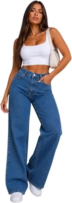 Calça Jeans Feminina Wide Leg Cintura Alta Pantalona Boca Larga Premium | Bolsos funcionais Acabamento reforçado Ideal para uso diário