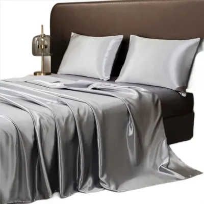 Luxury Satin Silk Bedding Set - Silver