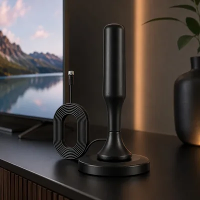 Antena Digital para TV Interna e Externa com Base Magnética