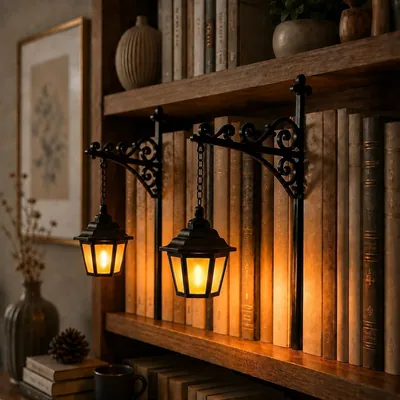 Bibliothekslaterne, Dekorative Bücherregalbeleuchtung, Leselampe für Buchwürmer, Antikes LED-Geistbuch, Nook-Lampe, Ornament für