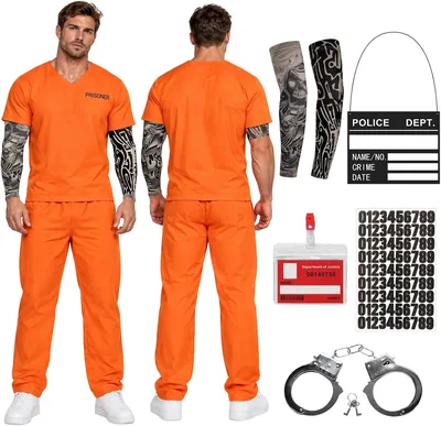 GEMAKA Orange Prisoner Costume Halloween Cosplay