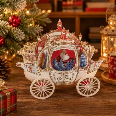 3D Christmas Carriage Pop Up Card