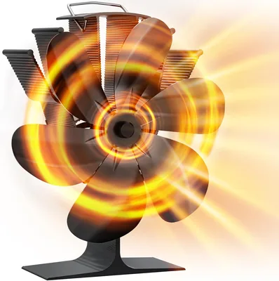 DZKKIUR Feuerplatzventilator ohne Strom, Ofenventilator mit 6 Aluminium | Geräuscharm Ofenventilator 21% Rabatt