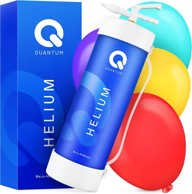 Quantum Ballon Gas Heliumflasche 370 L für bis zu 45 Ballons, Einweg-Helium mit Ventil, bereit zum Gebrauch für Geburtstag, Party