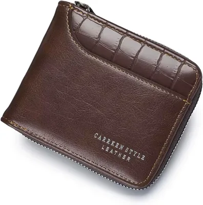 Men's Leather Zipper Wallet - RFID Card Holder