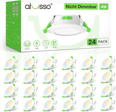 ALUSSO LED Einbaustrahler 230V, 55-68mm IP44 Deckenspots, 4W 360lm 3CCT Warmweiß/Kaltweiß