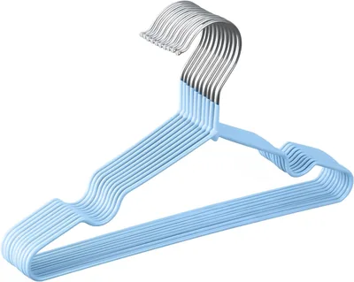 Blue Metal Baby & Kids Hangers 30cm, Non-Slip Rubber Coated Space Savers