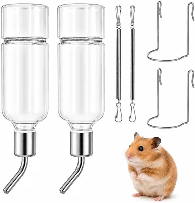 2 Pack Guinea Pig Water Bottles with Hooks
