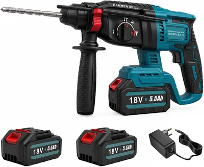 SDS Plus Akku-Bohrschrauber mit 3-in-1 Funktion, kompatibel mit Makita 18V-Akku