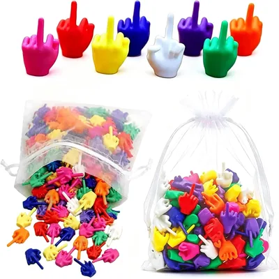 Mini Middle Fingers 50 Pack - Colorful Flip The Bird Gag Gift