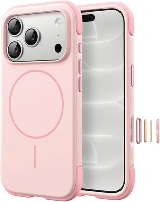 JETech Magnetic Silicone Case iPhone 18 Pro/17 Pro Light Pink