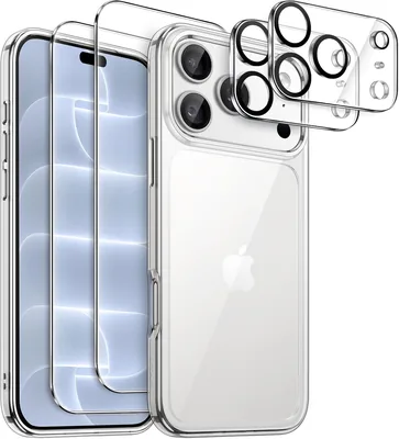 Funda JETech 5 en 1 Transparente para iPhone 18 Pro MAX, Protectores de Pantalla Mica Cris