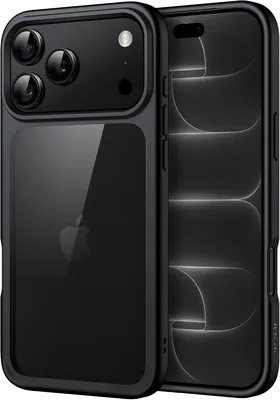 Funda JETech con Trasera Transparente para iPhone 18 Pro MAX, Negro | Marco de TPU Mate