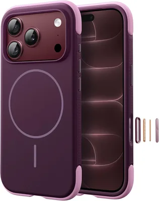 JETech Magnetic Silicone Case iPhone 18 Pro/17 Pro Dark Cherry