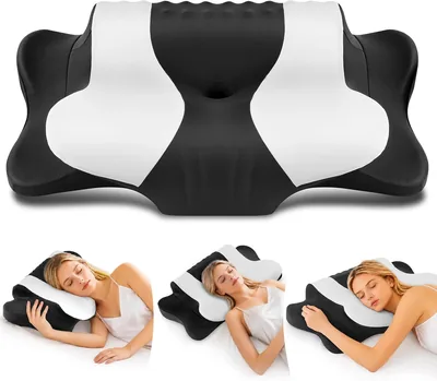 Donama Almohada para el Cuello de Espuma Memoria Mariposa para Dormir 2 Alturas | Comodidad para el Cuello y Hombros, Ergonómica
