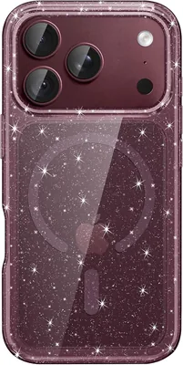 JETech Magnetic Glitter Case for iPhone 18 Pro Max - Dark Cherry