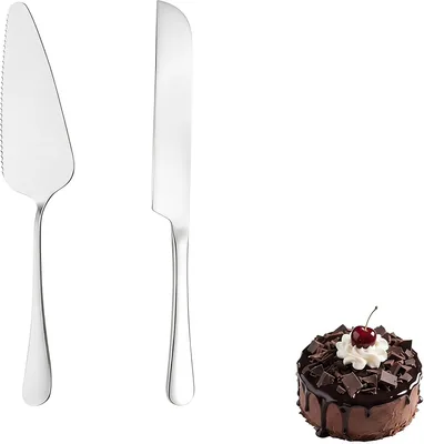 2 Pcs Stainless Steel Cake Knife Set