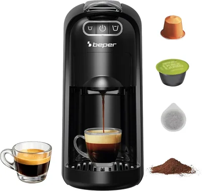 Macchina per Caffè Amata Espresso BEPER P101CAF200 4 in 1, 20 Bar, Compatibile con Nespresso®, Dolce Gusto® e ESE Pods