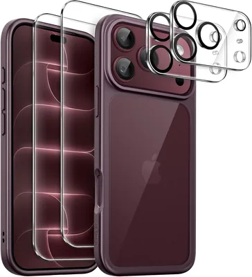 Funda JETech 5 en 1 Transparente para iPhone 18 Pro MAX, Cereza Oscura | Marco Mate de Color Sólido