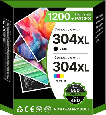 Cartouche d'encre Washope 304XL Compatible HP 304 Noir/Couleur pour Imprimante HP 5030