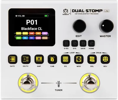 SORAN JME-02 Dual Stomp Lite Multi Effects Guitar Pedal, 125 Effects, 99 Presets, 30 Amp Models, NAM/IR Loader, 40s Looper, 1