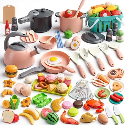 Topika Play Kitchen Accessories Toy Kitchen Set 108pcs