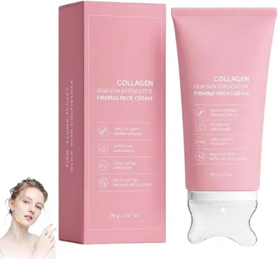 Crème anti-rides Soelia pour le cou avec masseur Gua Sha intégré, crème plupante, puissance anti-rides, soin du cou, 90 ml