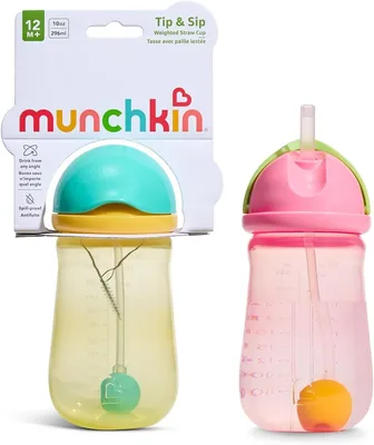 Munchkin Tip and Sip Baby Straw Cup 2Pack Pink/Yellow Best Deal
