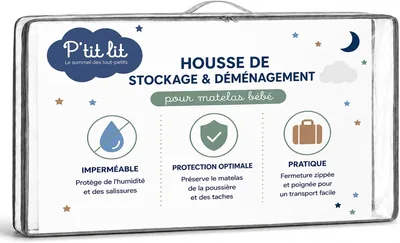P'tit Lit - Housse protectrice pour matelas bébé 60 x 120 cm - Protection totale étanche - Sac de transport - Stockage - Zip - Épais