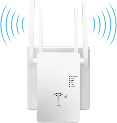 Qwdqwd WiFi Repeater 1200Mbit/s Dual-Band WLAN Verstärker mit LAN/WAN Port | Outdoor WLAN Wiederverstärker WiFi Verstärker mit 4 externen Antennen